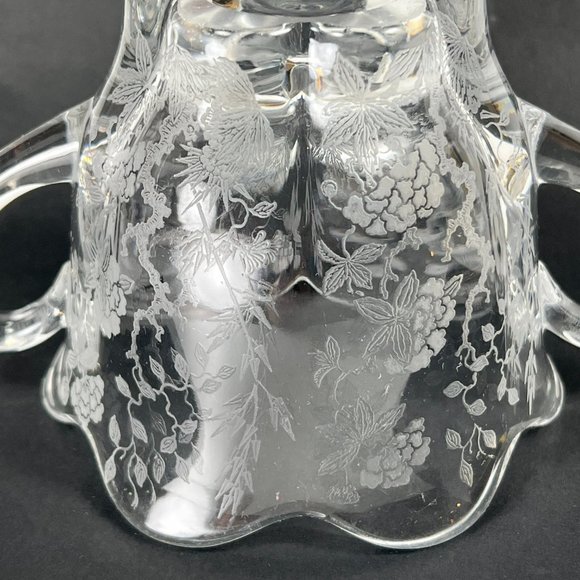 Vtg Duncan Miller Sugar Bowl Canterbury Line Etched Glass Floral Collectible - Picture 3 of 10